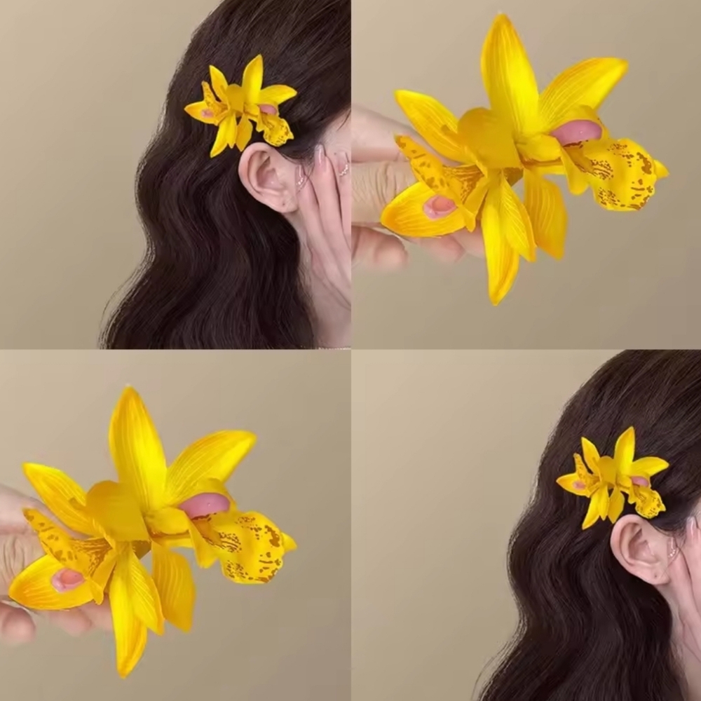Yellow Orchid Hair Clip